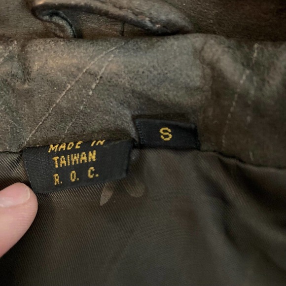 VTG‎ Express Jacket Womens Small 1980s Brown Leather Oversize Moto Pockets - Picture 6 of 9